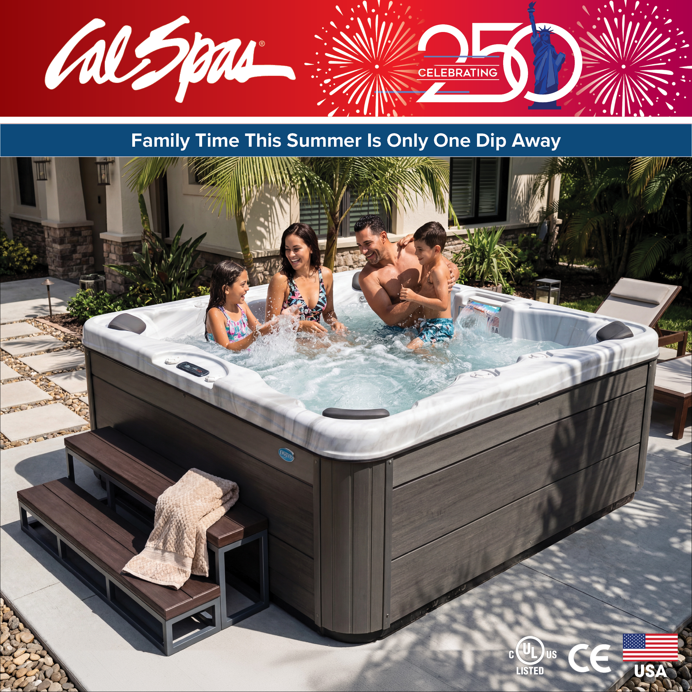 Calspas hot tub being used in a family setting - South Bend